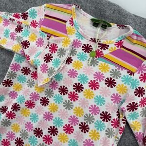 Oilily Long Sleeve Dress Kids‎ 152 White Multi Floral Stripe Ruffle Hem